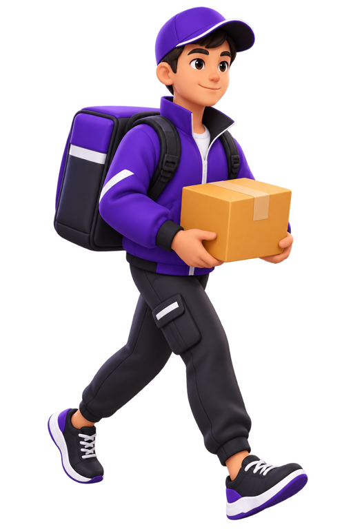 Ride courier carrying a package